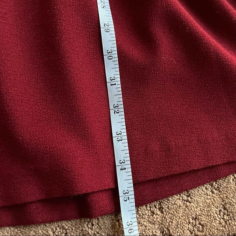 promod Burgundy Drop Waist Mini Dress with Faux Pockets and 3/4 Sleeves EU 38 - Picture 12 of 15
